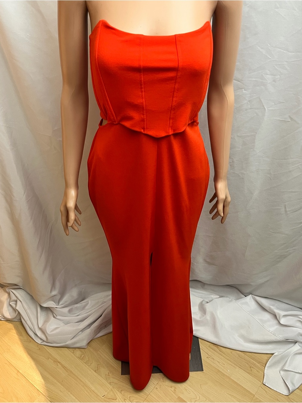 ASOS Red Strapless Corset Cutout Maxi Dress Size US 8